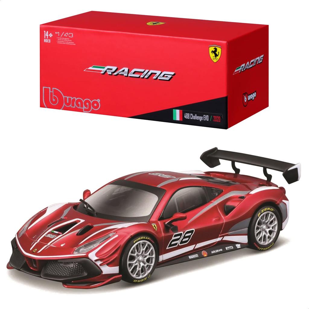 Bburago 1/43 Scale Ferrari 488 Challenge EVO 2020 Red / Race Sports Car Diecast Model Car Finished Product 18-36309