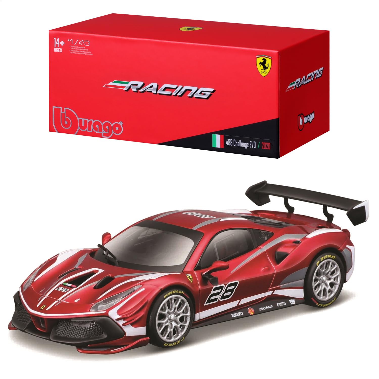 

Bburago 1/43 Scale Ferrari 488 Challenge EVO 2020 Red / Race Sports Car Diecast Model Car Finished Product 18-36309