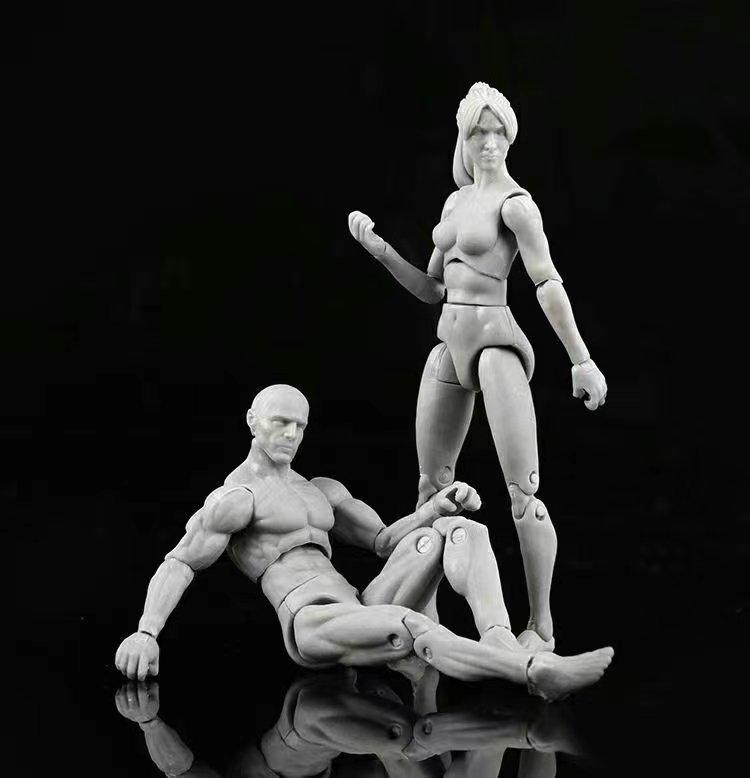

Gray Skin 3.75-inch Jointed Action Figure for Painting: Male and Female Models