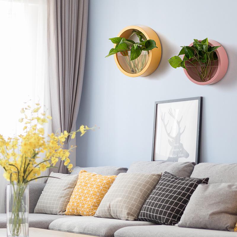 Nordic Wall-Mounted Round Pothos Planter: Creative Green Plant Decor & Fish Tank for Living Room