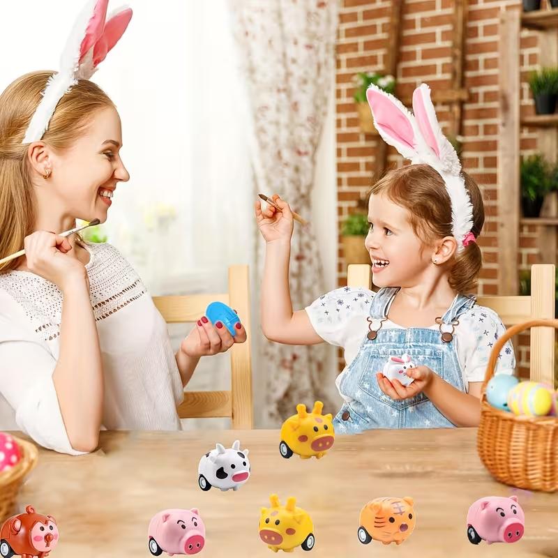 12-60pcs Mini Animal Pull Back Car for Boy Girl Kids Birthday Party Favors Pinata Fillers Bulk Toy Easter Gift School Prizes
