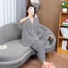 Women's Long,sleeved Trousers Suit Thin V,neck Home Clothes Two,piece Suit