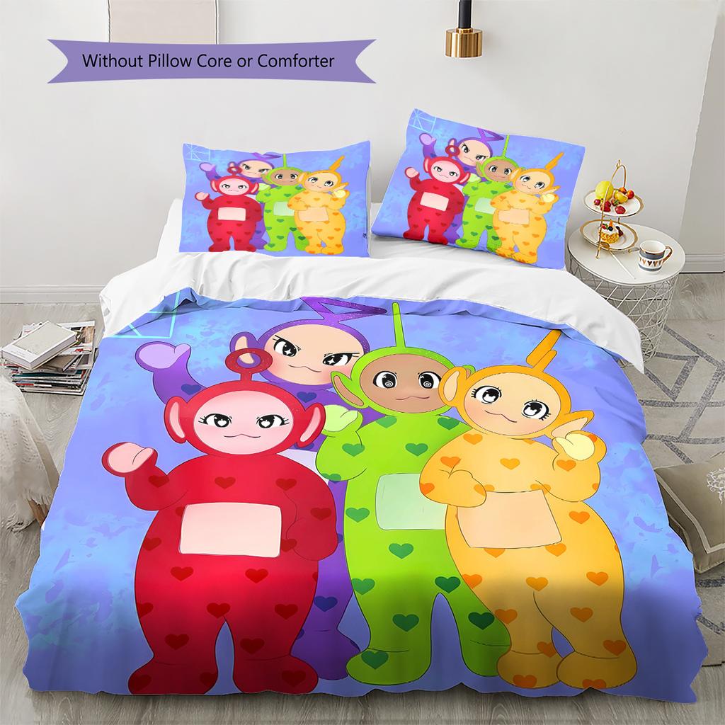 Set Copripiumino Trapuntato con Fantasia Teletubbies Federa Decorazione per la Casa Regalo (1 * copripiumino + 2 * federa, senza nucleo)