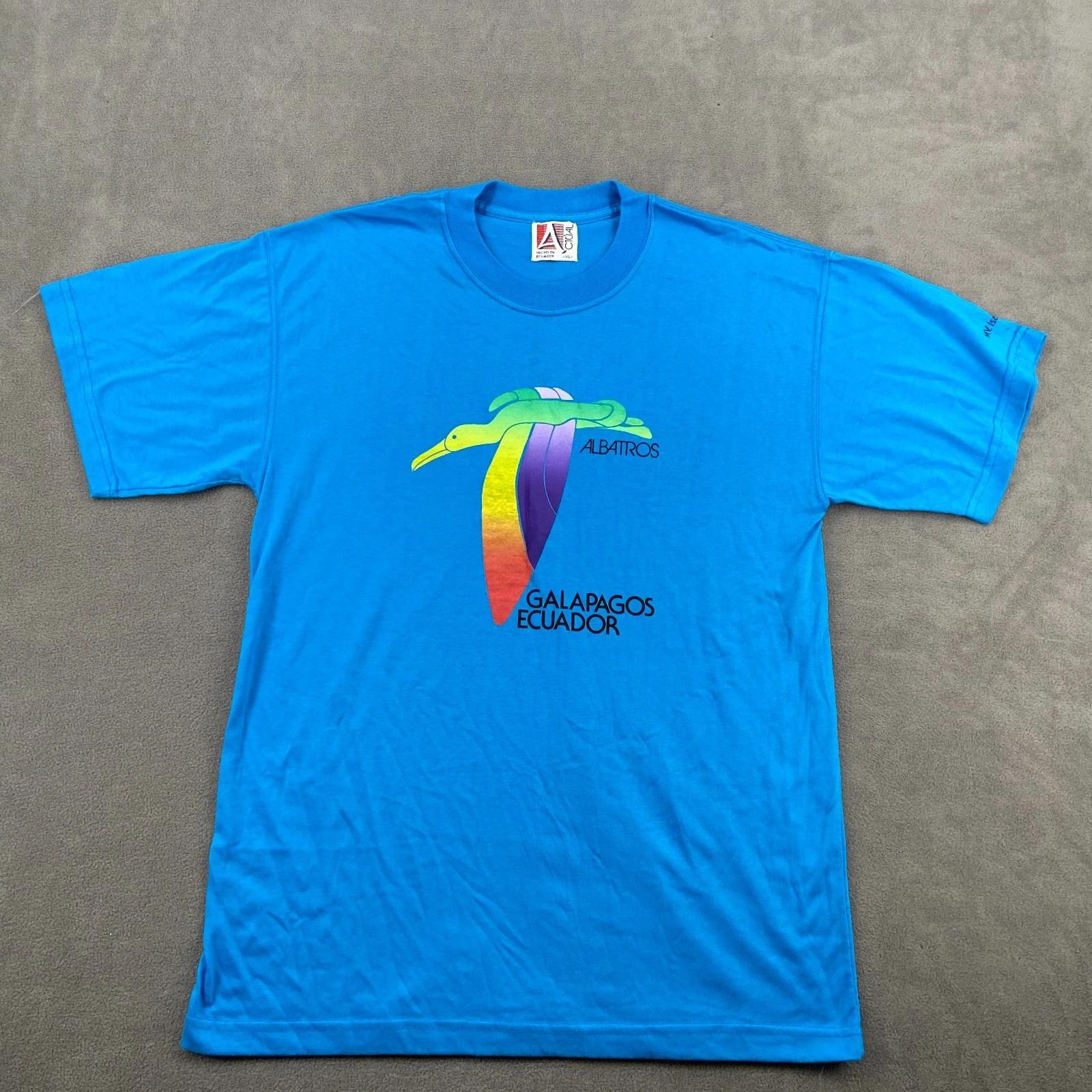 VTG Actual T Shirt Sz XL Blue Destination Albatros Galapagos Ecuador MV Isabela L