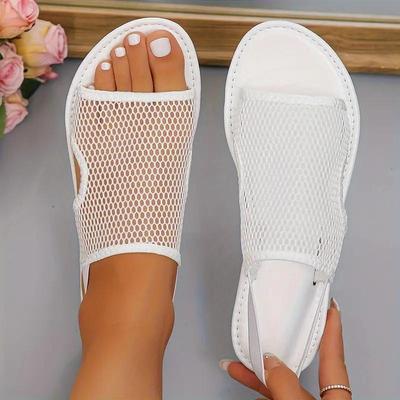 Womens Ultra-Breathable Mesh Slip-On Sandals Summer Casual Flat Bottom Breathable Mesh Sandals Beach Walking Shoes