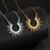 Hengshi Sunflower & Moon Totem Stainless Steel Pendant Necklace