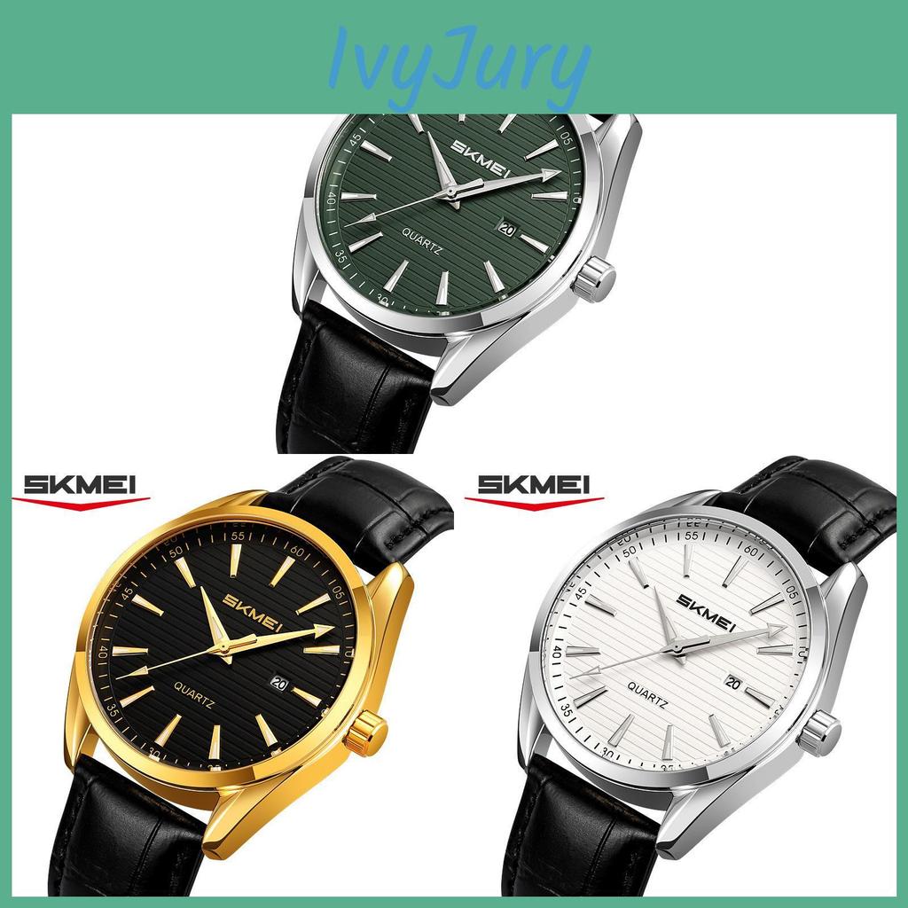 Mens Business Wristwatch With Leather Band And Waterproof Quartz Movement For Professional Adults