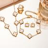Titanium Steel Four Leaf Clover Necklace Set Women Hypoallergenic Fashion Jewelry With Earrings Bracelet Pendant In 8 Colors