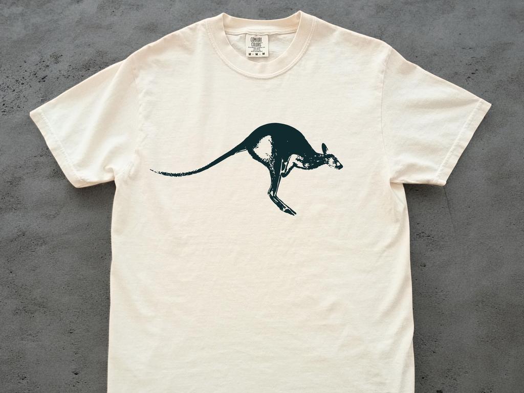 Linocut Kangaroo Shirt, Vintage Marsupial Tee, Comfort Colors Wildlife Graphic, Woodcut Kangaroo Lover Gift