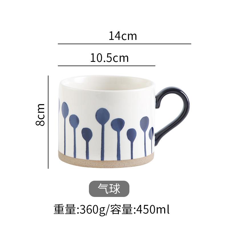 YWDL 450ML Nordic Ceramic Cup Coffee Milk Mug with Handle Retro Large Capacity Japanese Breakfast Oatmeal Cup Gift Dropshipping