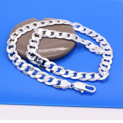 Fashion 925 Sterling Silver Pendant Necklace 100% Silver Men Wide 12 Mm 22 -30 Inches Curb Cuban Chain Punk Male Jewellery Gift