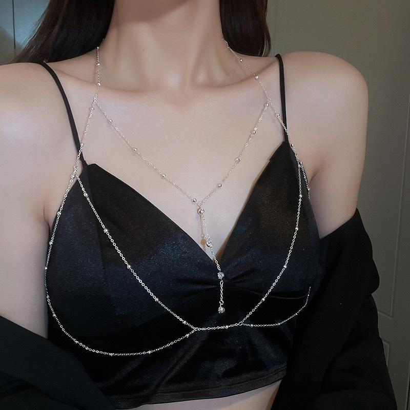 Nine-color life fun underwear sexy collar accessories flash diamond charm breast chain modified chest shape sexy flash diamond chest chain