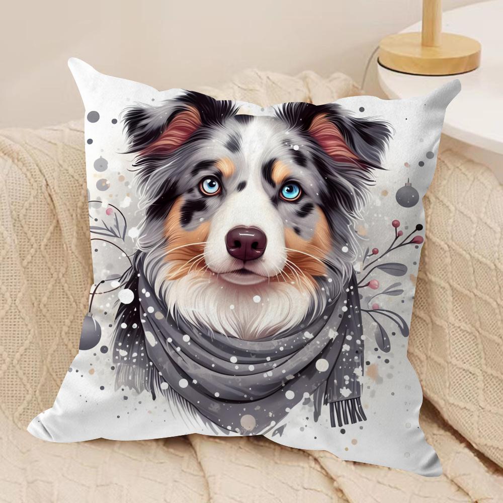 watercolor Pet Dog Cushion Cover Soft Plush Fabric DoubleSided Printed Cushion Covers for All Seasons Modern HomeDecor Gift