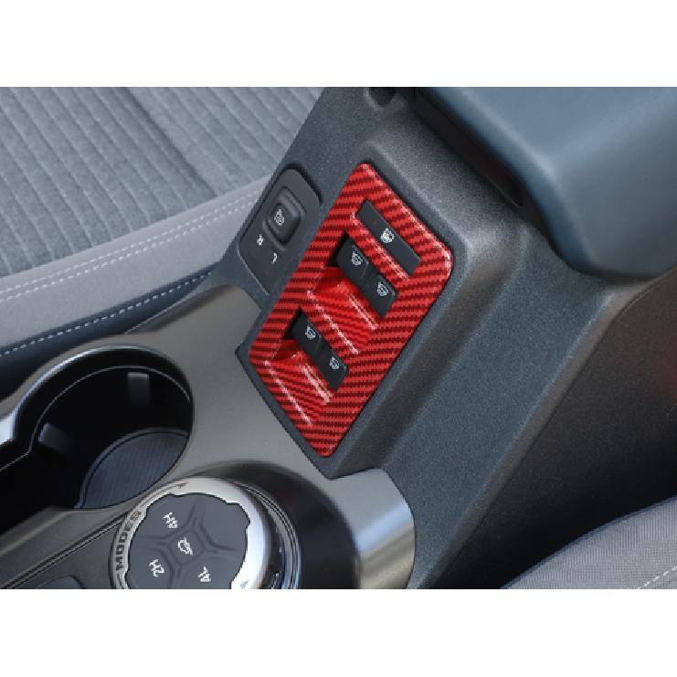 Red Carbon Fiber Window Switch Trim Cover Accessories For Ford Bronco + ABS