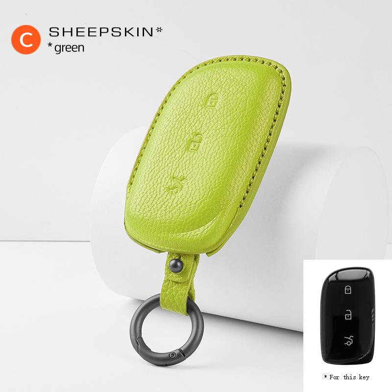 For LYNK CO Z20 2025 Goatskin Car Key Bag Case Wallet Holder Key Cover Key Chains For LYNK&CO Z20 Car Accessories