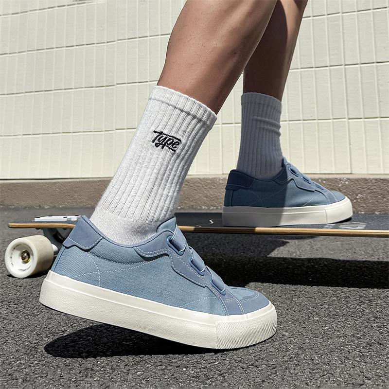 Retro Platform Casual Skateboard Men Elastic Slip-on Canvas Sneakers Man Breathable Vulcanized Shoes Men's Skateboard Shoes