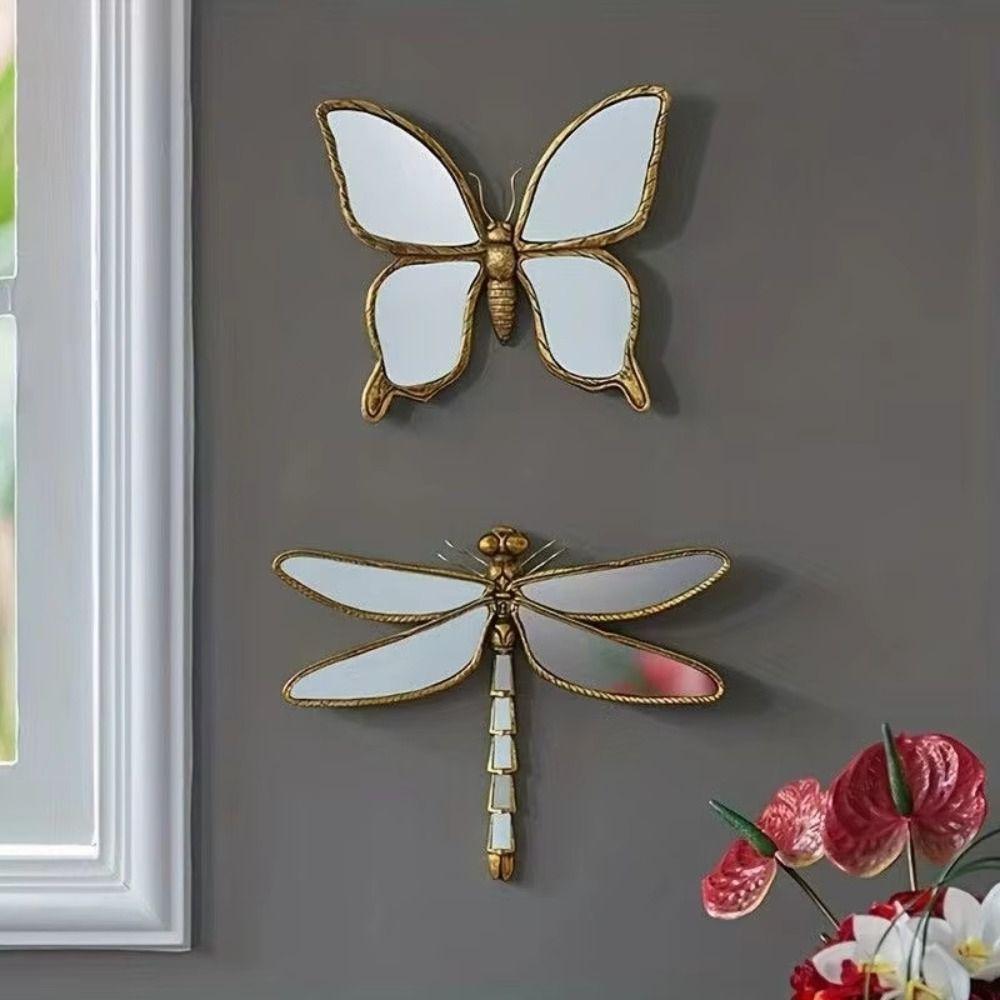 Vintage Wall Decoration Retro Style Resin Decorative Mirror Swallow Wall Carving  Living Room