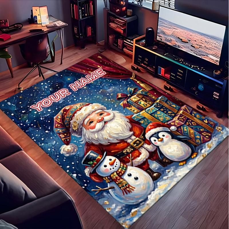 1PC Custom Name Christmas Magic Night Theme Floor Mat Ideal for Living Room, Game Rooms, Office, Bedroom,Floor Mat Playful Design