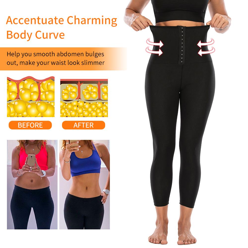 Damer Bantande Thermo Svettbyxor Magkontroll Träningsleggings Kroppsformare Träning Bastu Kompr Byxor