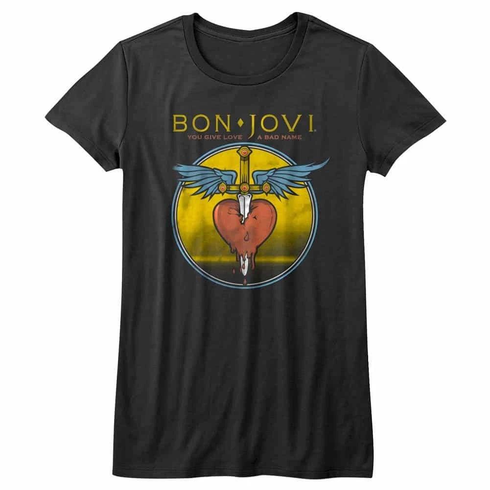 Bon Jovi Bad Name Heart Women s T Shirt L