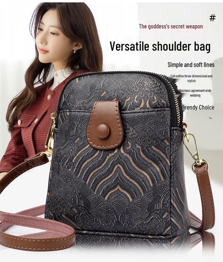 Autumn Chinese Style Printed Crossbody Bag – Women's Versatile Niche Design Phone Bag