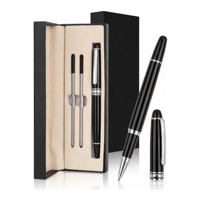 Luxury Black Oil-Based Ballpoint Pen with 2 Black Refills, Smooth Writing, Stylish & Trendy 0.5mm Bold Tip Luxury Pen, Perfect Gift Set for Men &
