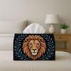 2D Flat 1pc Boho Lion Head& Leaf Tissue Box Holder- Bohemian Napkin Organizer Suitable for Home, Office, Car, Party- Space-Saving Decorative Storage W