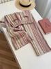 2026 Women's Pink Striped Wide-Leg Casual Relaxed Pants