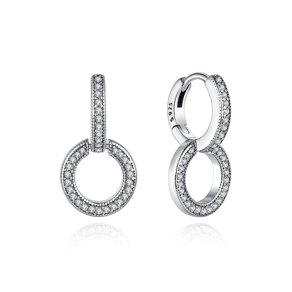 Sparkling Pearl Heart Hoop Earrings 925 Silver Bat Ghost Halloween Earrings Luxury Women Fine Jewelry Gift