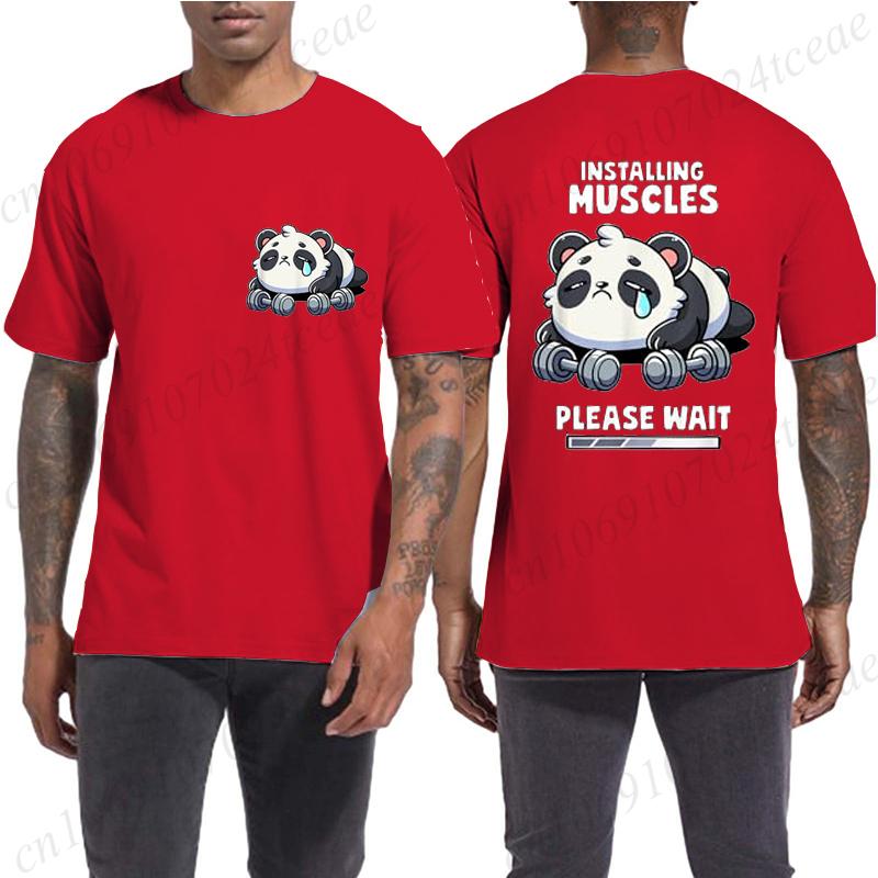 Funny Panda Weightlifting Squat Gym Quote Graphic Print T Shirts Men Women Kawaii Meme T-shirts Male Casual Tees Short Sleeve