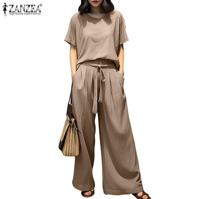 Women Short Sleeve Blouse and Pants Casual Two Piece Sets