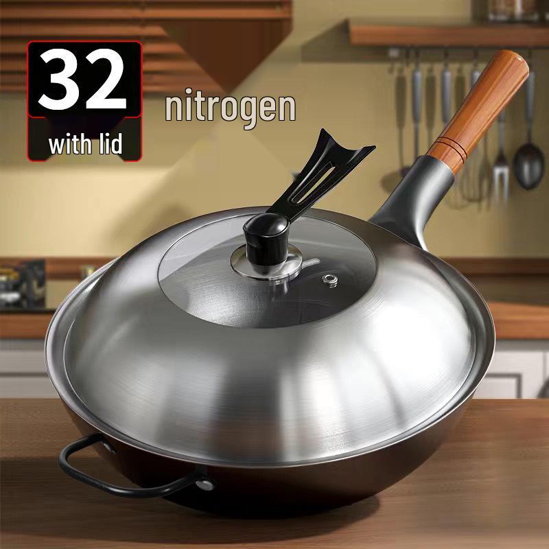 Zhangqiu Traditional Non-stick Cast Iron Wok - Coating-Free Stir-fry Pan for Home and Commercial Gas Stoves