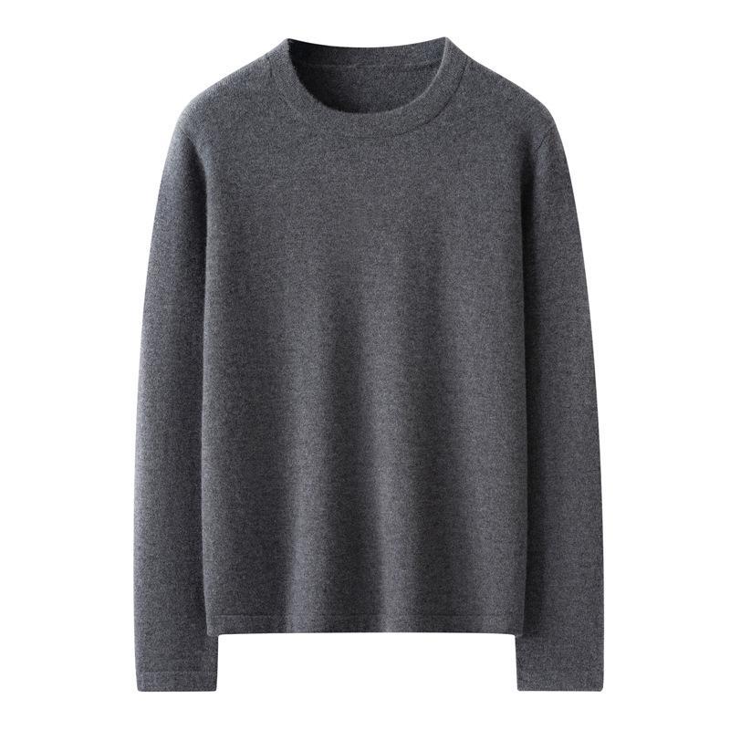 Women's 100% Pure Cashmere Loose Fit Round Neck Sweater - Simple, Versatile, Solid Color Fashion.
