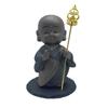 Lunari Jizo Bodhisattva, Palm-Sized, with Pedestal, Mini Jizo Figurine, Buddhist Statue, Guardian Deity, Protection from Evil, and Good Fortune