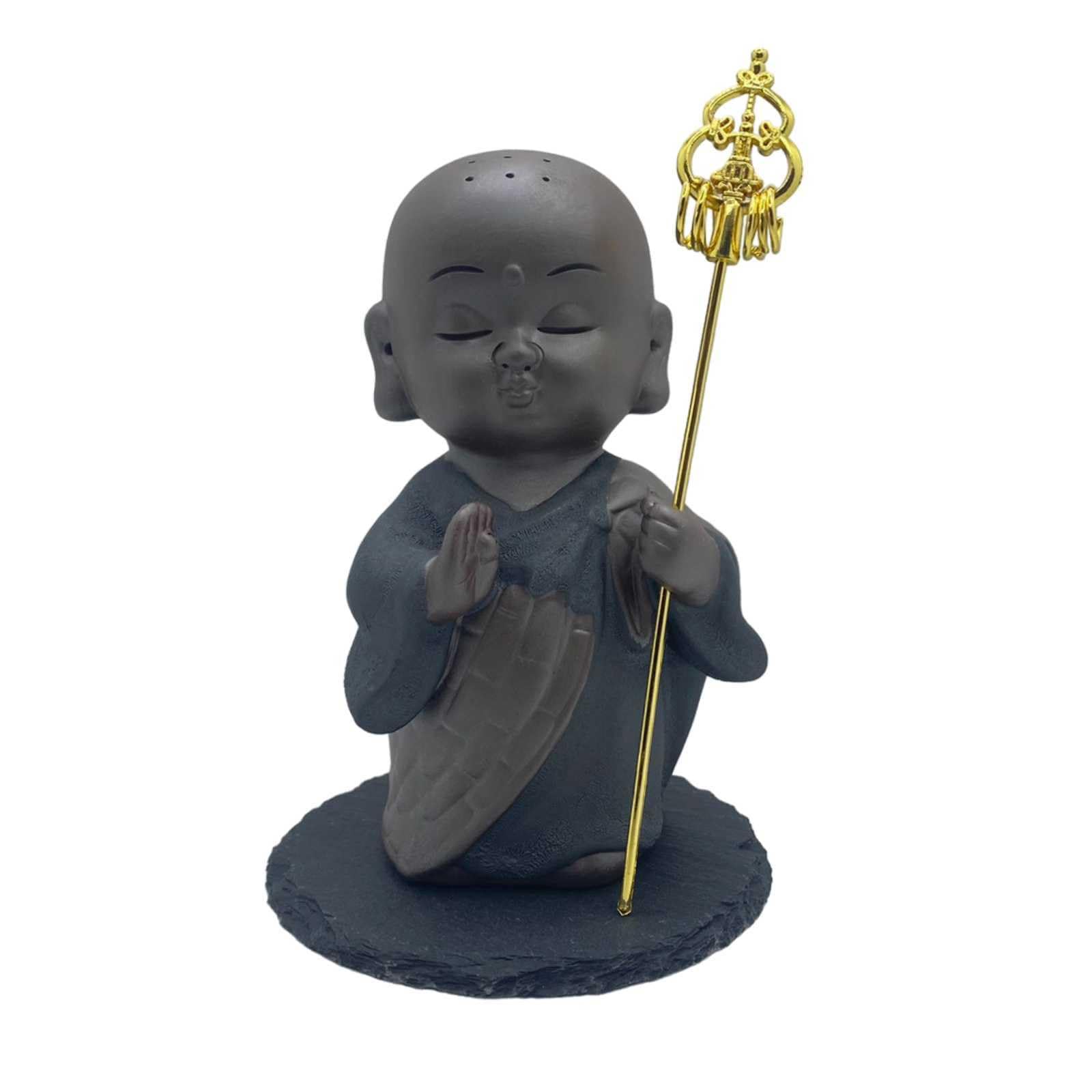 

Lunari Jizo Bodhisattva, Palm-Sized, with Pedestal, Mini Jizo Figurine, Buddhist Statue, Guardian Deity, Protection from Evil, and Good Fortune