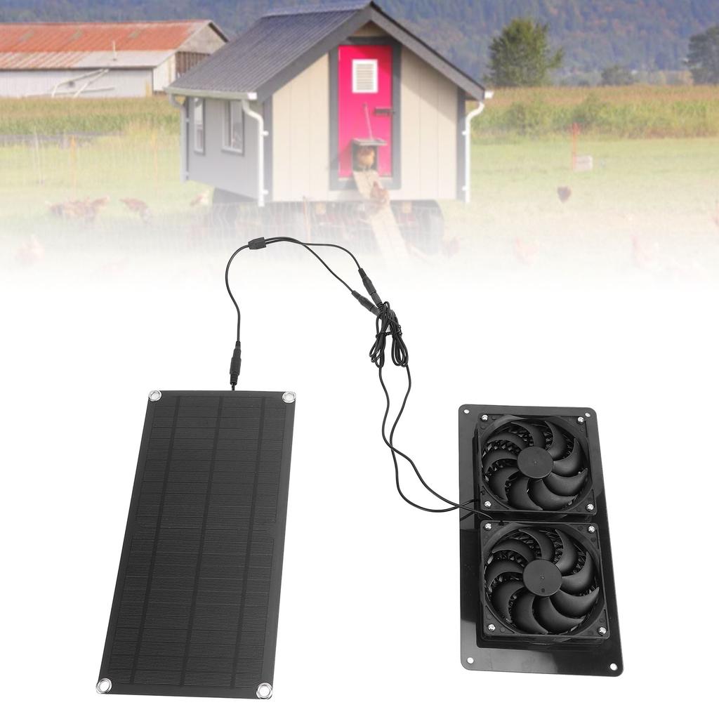 Solar Powered Exhaust Fan 10W 18V ABS Windproof Rainproof Solar Panel Dual Fan Ventilator Kit for Pe