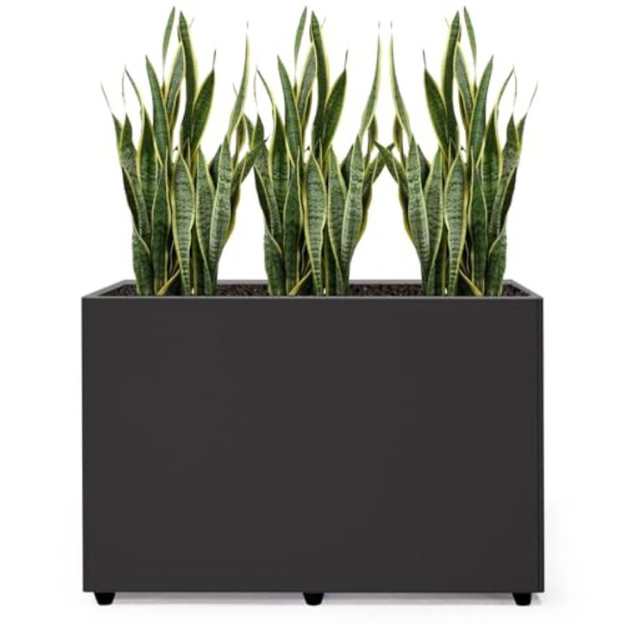 

Rectangular Galvanized Steel Planter Box 24×16×12IN Black Modern Outdoor Tall Planter with Drainage Holes Easy Installation All United States