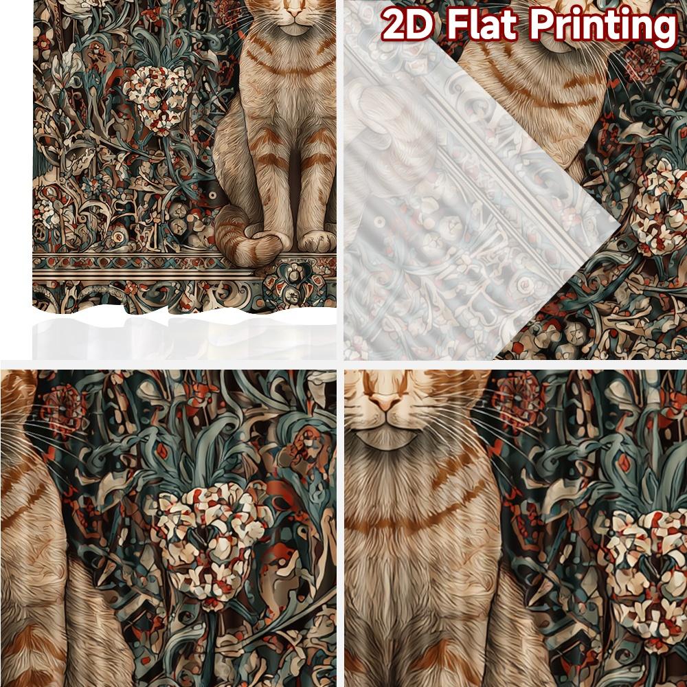 2pcs, 2D FLAT PRINTING Curtains (Without Rod) Mystic Cat Mandala Minimalist Holiday Curtains Versatile Fabric Curtains Art Deco