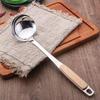 Glossy Stainless Steel & Wood Handle Spatula and 304 Soup Ladle, Extra Thick Anti-scalding Kitchenware
