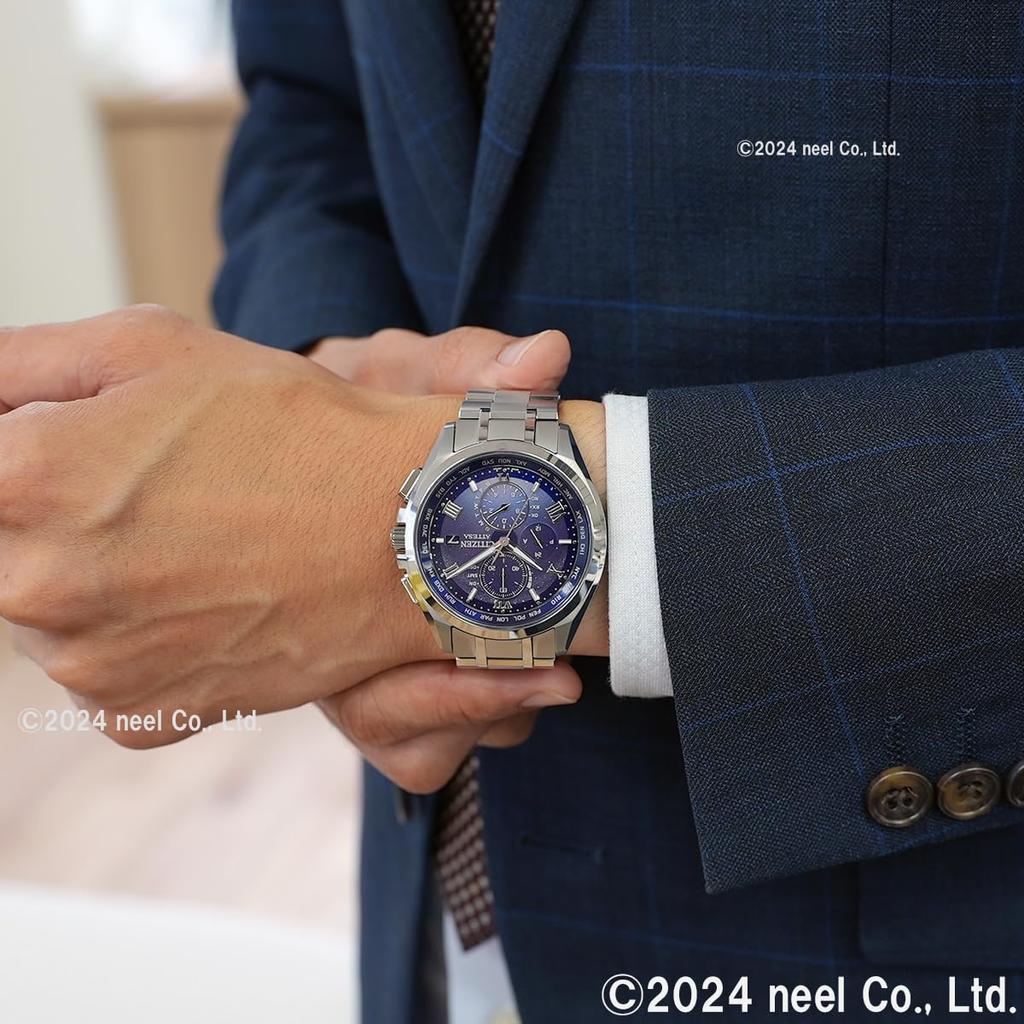 Citizen Attesa DEAR Limited Edition Pair Silver Watch, Light-Powered Eco-Drive, Radio-Controlled, Waterproof, Collection, Model, Blue, AT8240-66L,