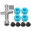 12mm Wheel Hex Hub Adapter 7mm Thick M4 Flange Lock Nuts Cross Wrench Set for 1 10 RC CarBlue