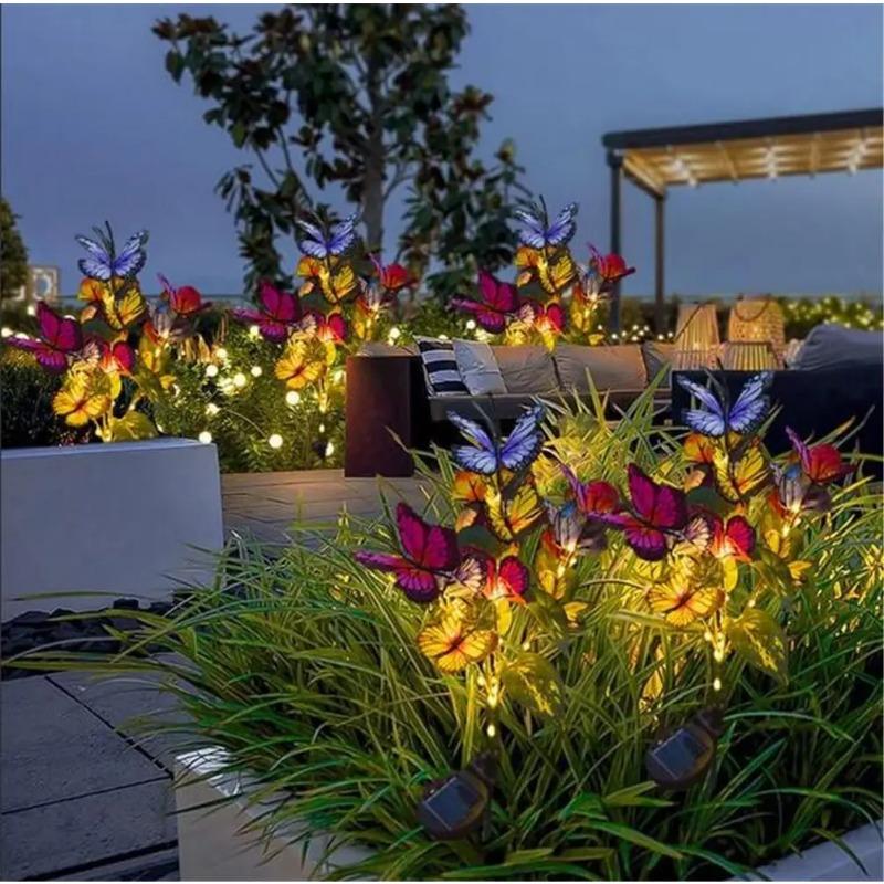Solar LED Butterfly Flower Lawn Light Outdoor Waterproof Simulation Butterfly Landscape Lamp Garden Path Home Christmas Decorative Light