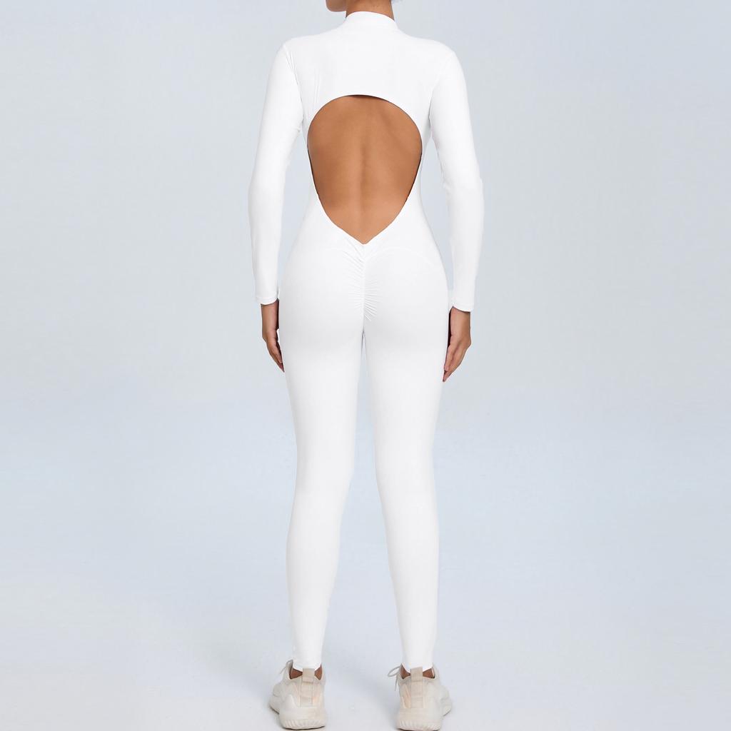 Yoga Jumpsuit Zipper Long Sleeves One-piece Bodysuit Women's Sports Set Backless Fitness Rompers Sportswear Women Gym Clothes