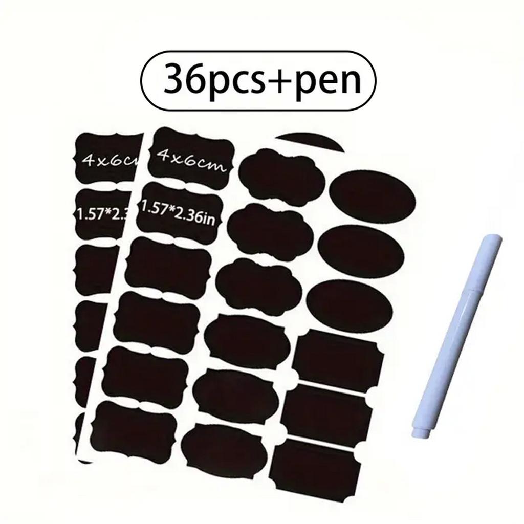 Reusable Waterproof Blackboard Sticker Labels with Self-Adhesive Pen Included for Food Storage Containers Spice & Cheese Markers