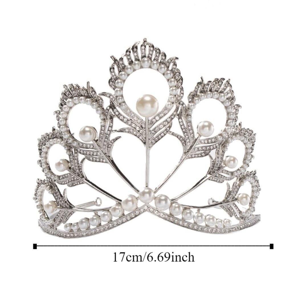 Head Accessories Crystal Pearl Headband Round Pearl Crown Jewelry Headpiece Miss Universe
