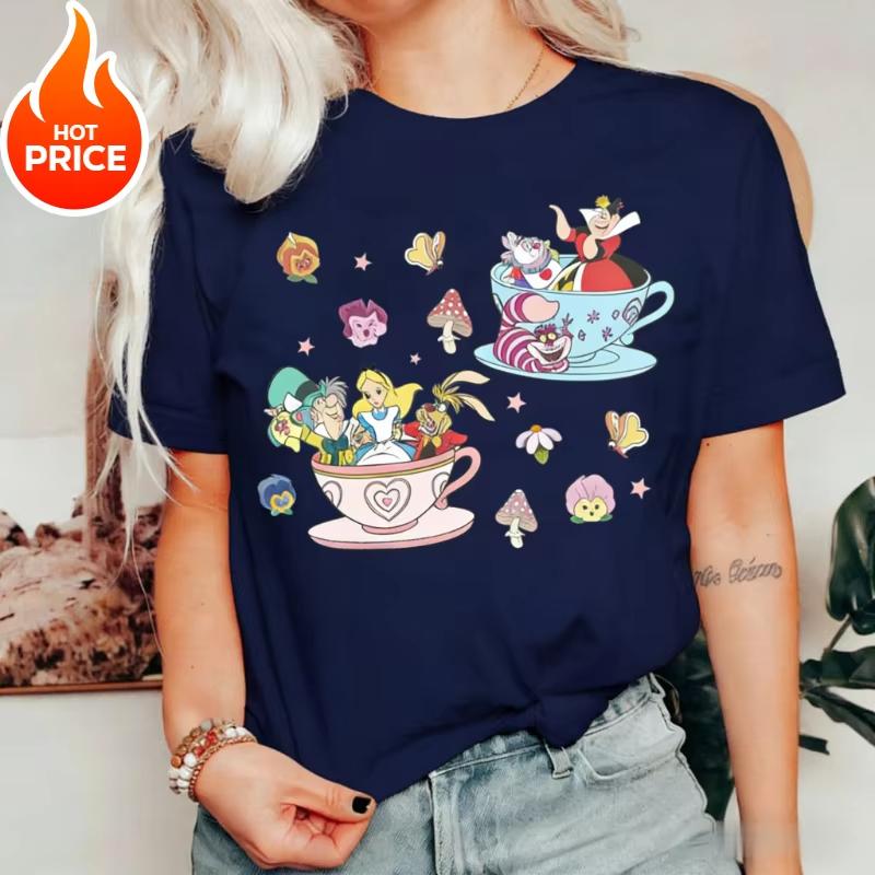 2026 Estate Alice nel Paese delle Meraviglie Grafica T-shirt Unisex Unisex Moda Cotone Qualità Casual Larga Manica Corta Classica Unisex