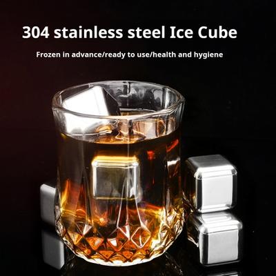 Cubes de glace avec pinces à whisky en acier, boîte de rangement, roches en acier inoxydable, refroidissement réutilisable, 8 pièces