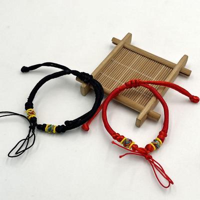 DIY Handmade Braided Red Rope Bracelet Kit with Colorful Accessories