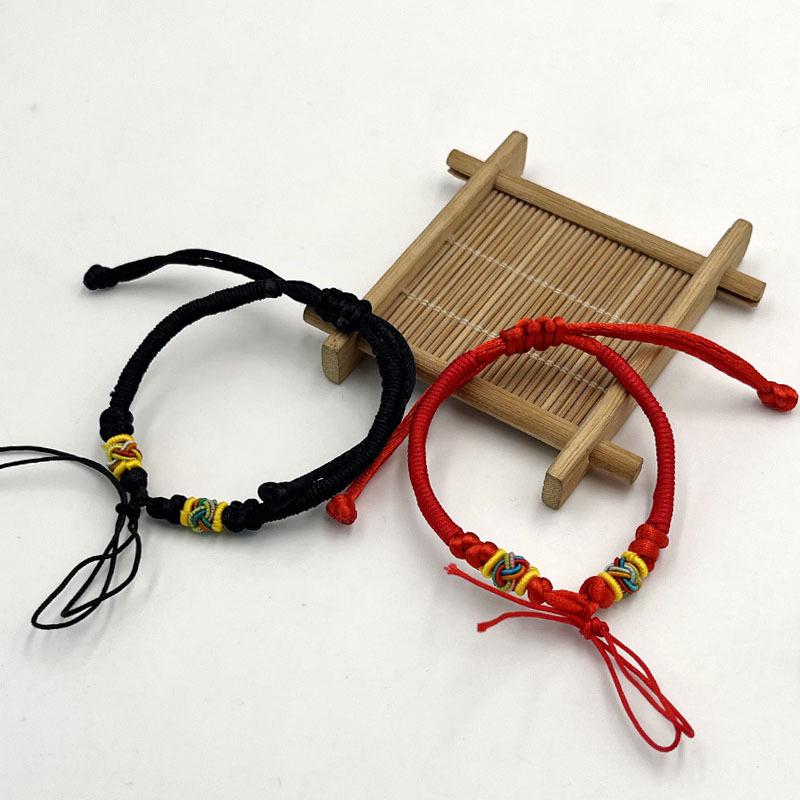 DIY Handmade Braided Red Rope Bracelet Kit with Colorful Accessories