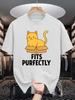 Unisex Soft Cotton Tee Cute Cat In Box Fits Purfectly Print Loose Breathable Summer Crew Neck Casual Street T Shirt Unisex Daily Wear